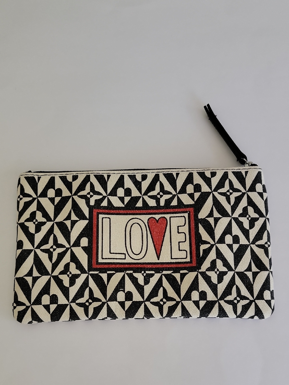 Brighton Black and White LOVE Zip Pouch with Red Accent